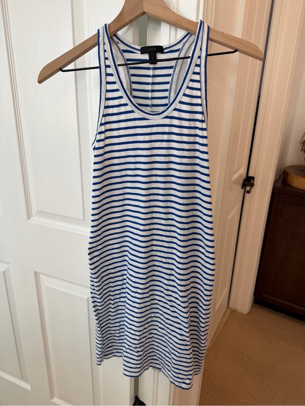 J. Crew Women White and Blue Striped Cotton Top Dress